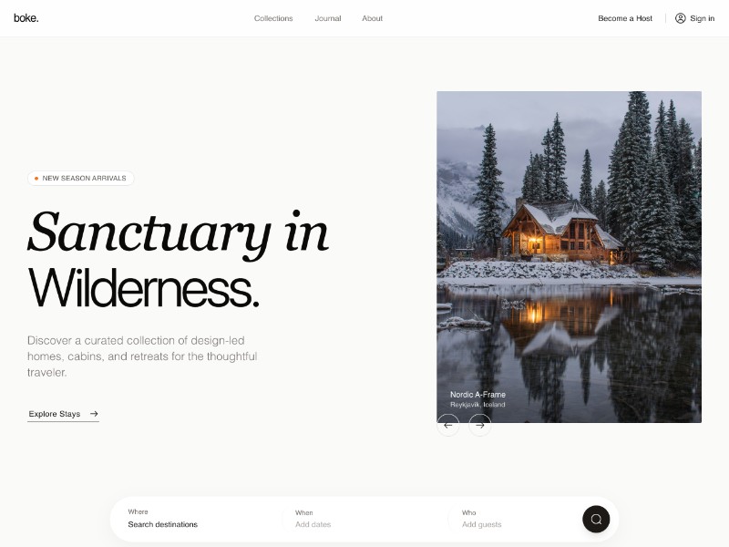 Preview for Editorial Stays Booking Landing Page Template