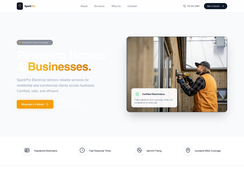Preview for Electrical Services Landing Page Template