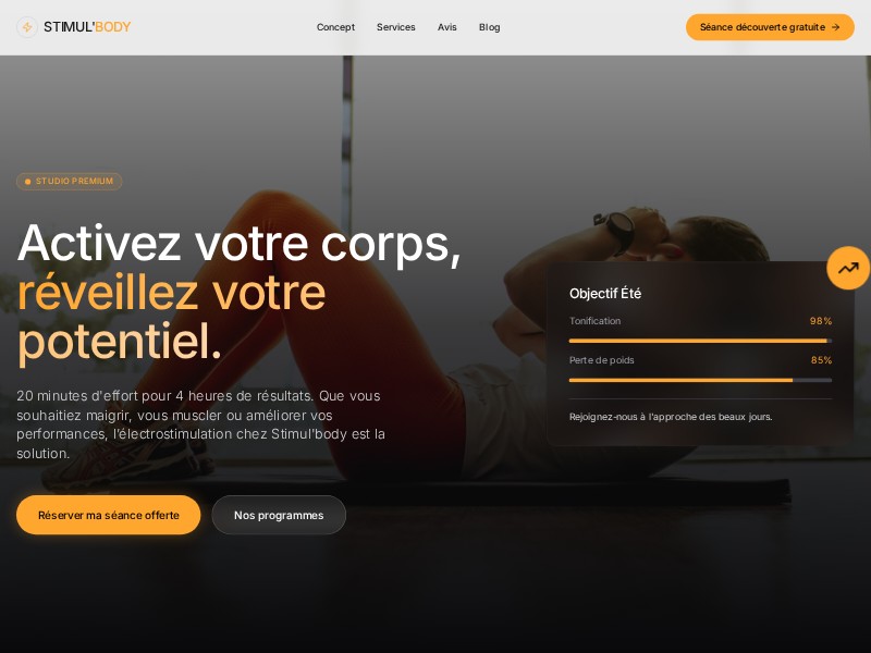 Preview for Studio EMS Fitness Landing Page Template