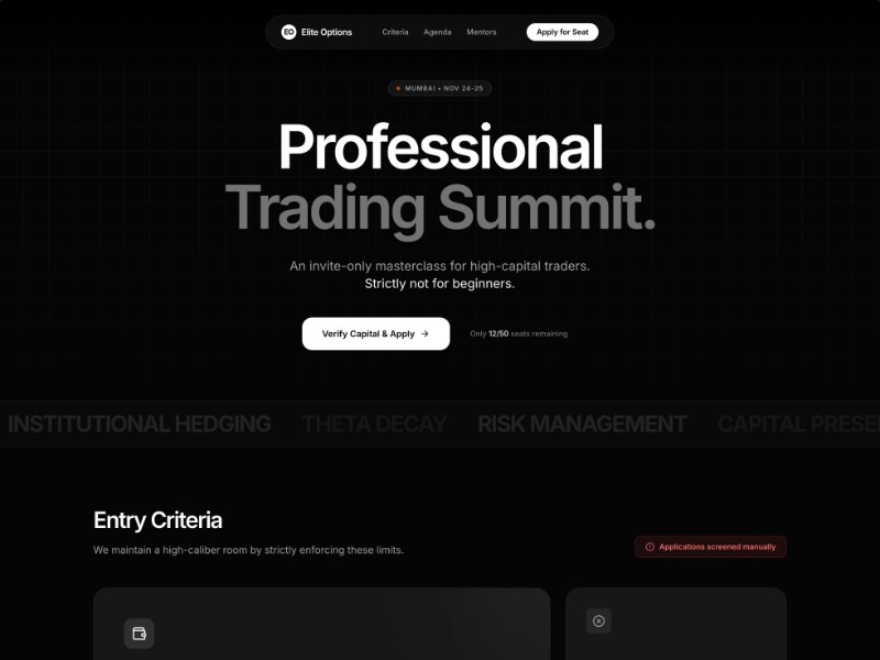 Preview for Elite Options Trading Event Landing Page Template