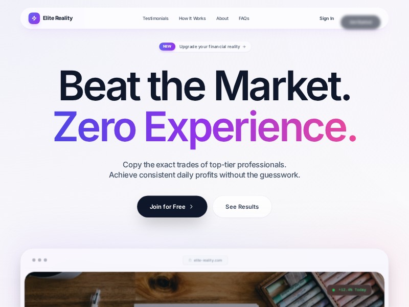 Preview for Elite Reality Trading Signals Landing Page Template