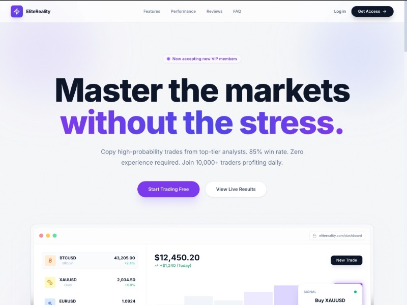 Preview for EliteReality Trading VIP Landing Page Template