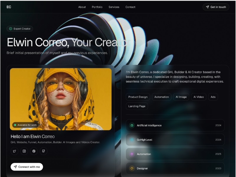 Preview for Creative Portfolio Landing Page Template