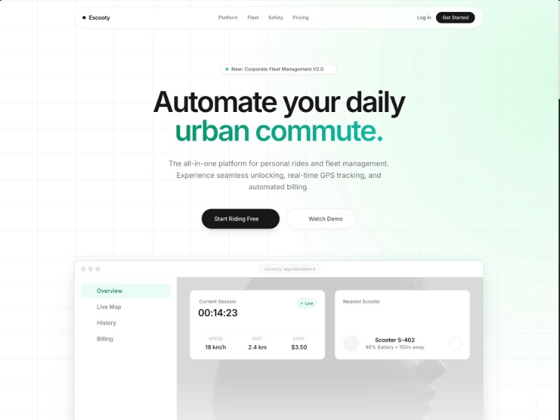 Preview for Escooty Urban Mobility Landing Page Template