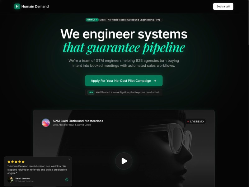 Preview for Humain Demand Outbound Agency Landing Page Template