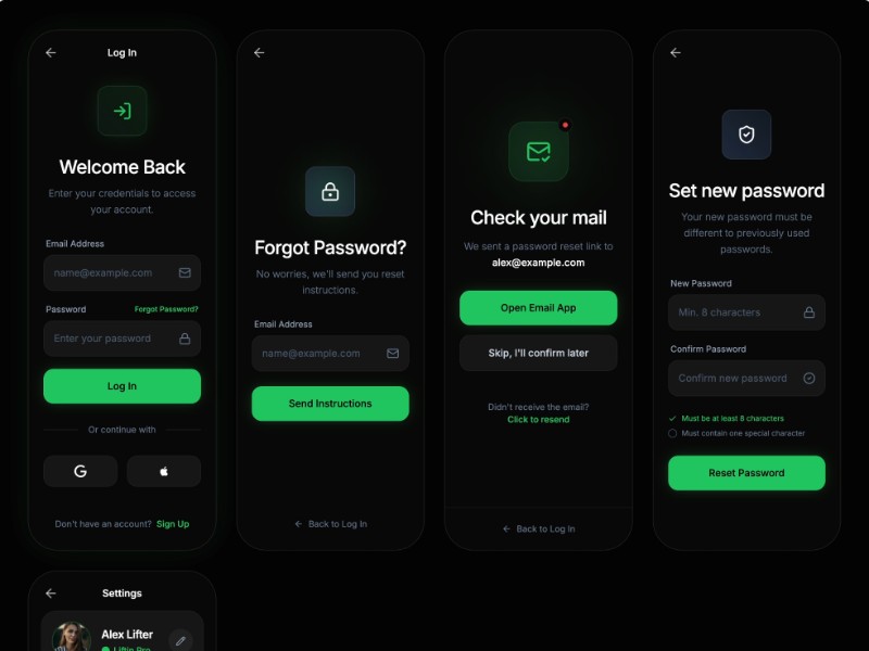 Preview for Fitness App UI Screens Template