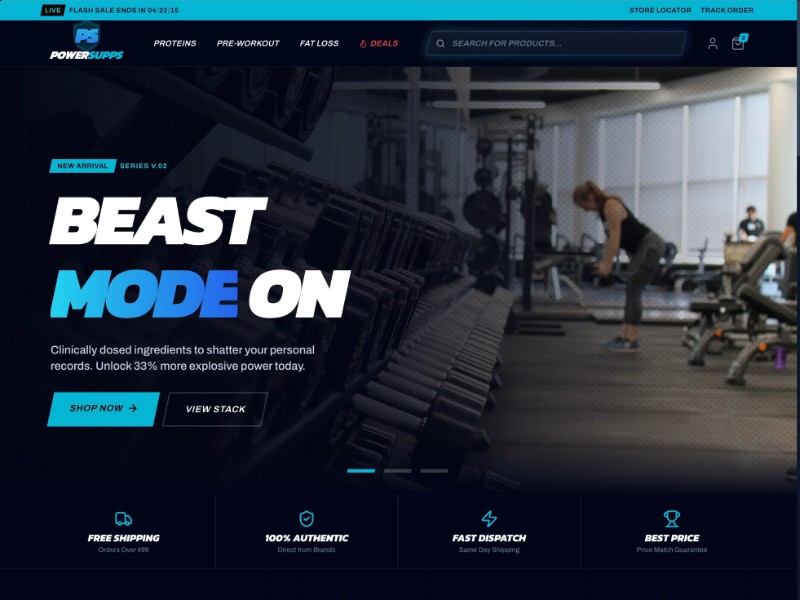 Preview for Power Supps E-commerce Landing Page Template