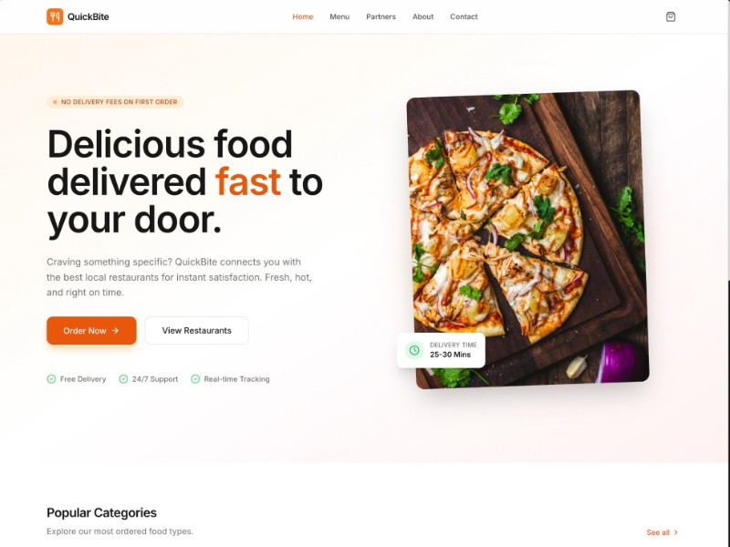 Preview for Food Delivery Landing Page Template