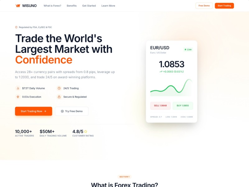 Preview for Forex Trading Platform Landing Page Template