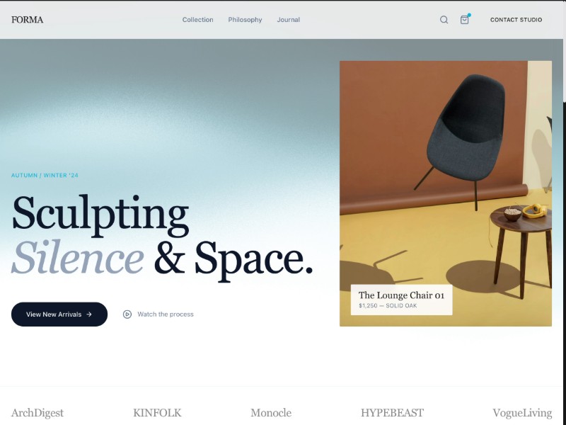 Preview for Furniture Design Studio Landing Page Template