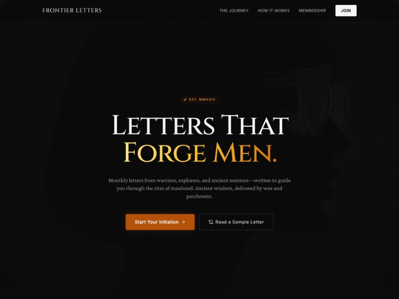 Preview for Frontier Letters Subscription Landing Page Template