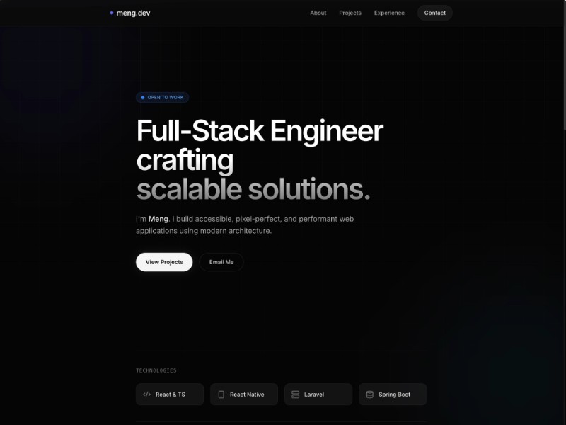 Preview for Full-Stack Developer Portfolio Template