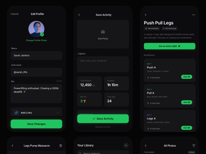 Preview for Futuristic Fitness App UI Template