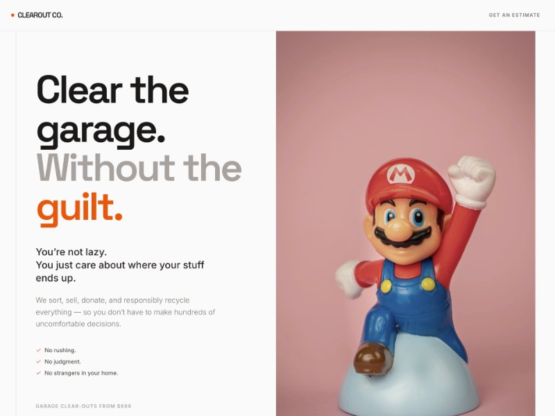 Preview for Garage Clear-Out Service Landing Page Template