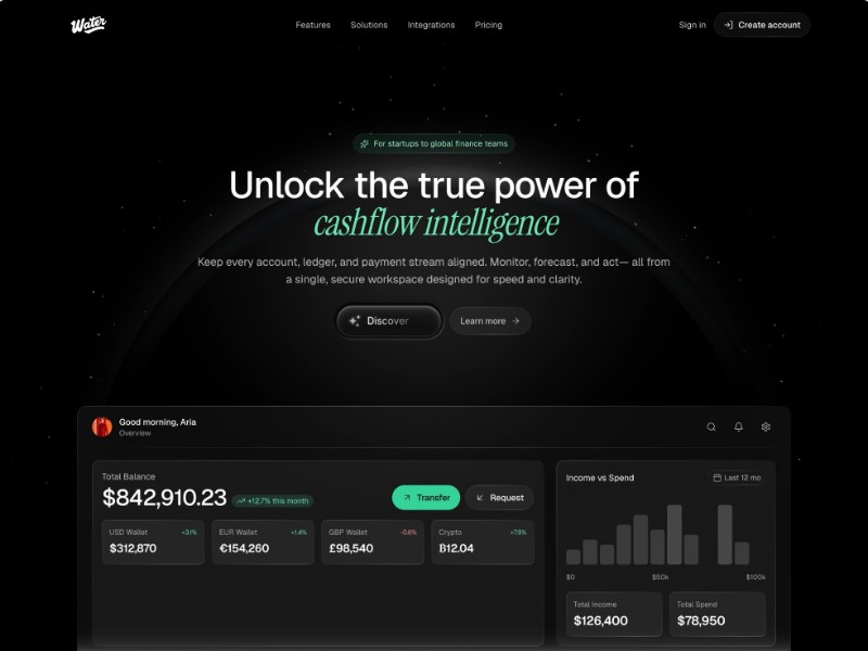 Preview for Water Financial Intelligence Landing Page Template