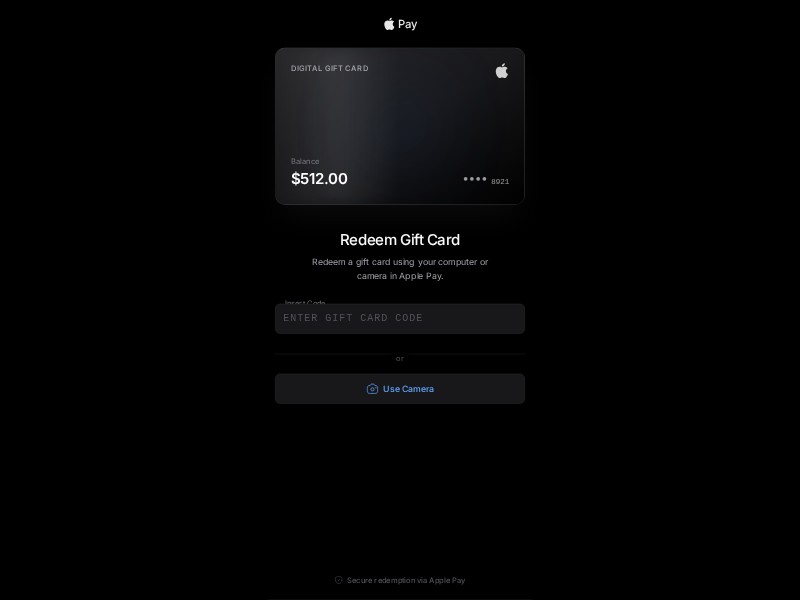 Preview for Gift Card Redemption UI Template