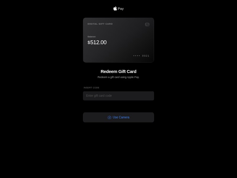 Preview for Gift Card Redemption UI Template
