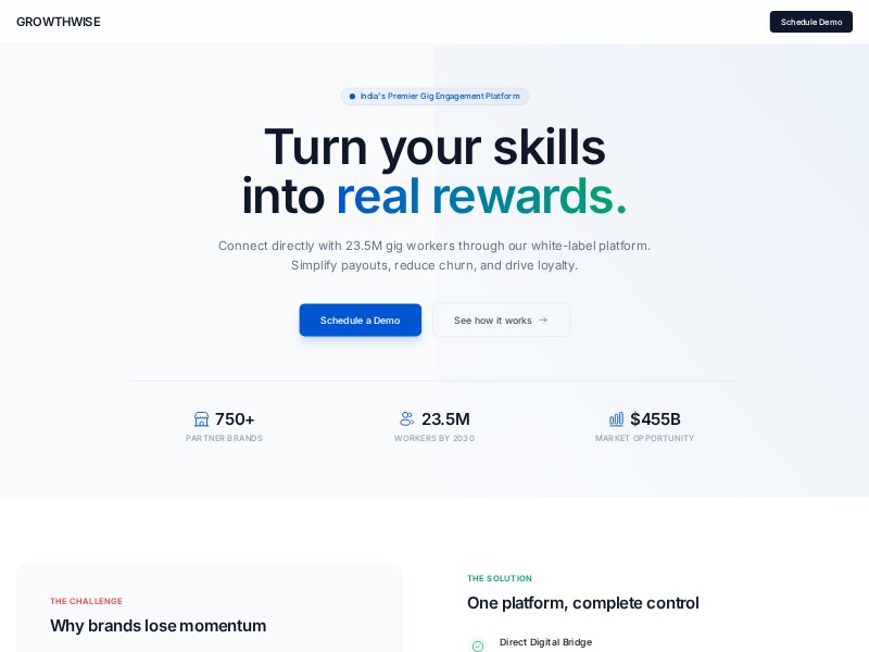 Preview for Gig Engagement SaaS Landing Page Template