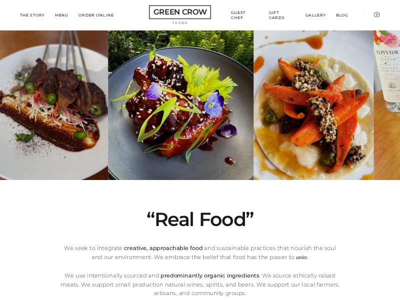 Preview for Green Crow Tacos Restaurant Landing Page Template