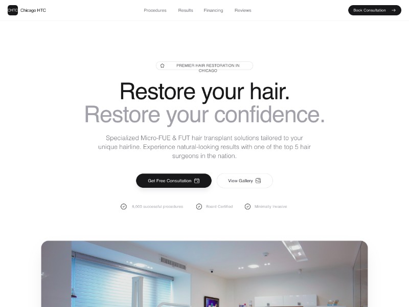 Preview for Hair Transplant Clinic Landing Page Template
