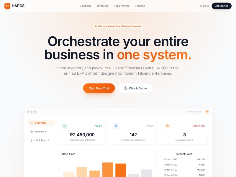 Preview for HAPOS ERP SaaS Landing Page Template