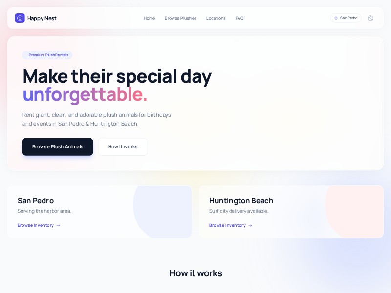 Preview for Plush Rental Landing Page Template