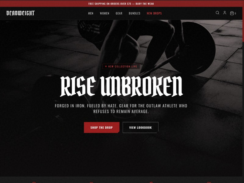 Preview for Hardcore Gym E-commerce Landing Page Template