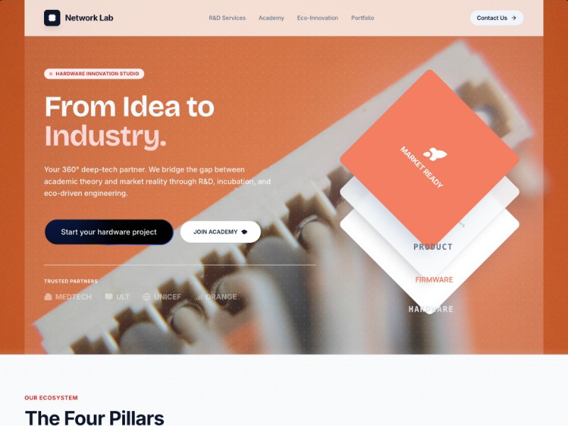 Preview for Deep-Tech Hardware Studio Landing Page Template
