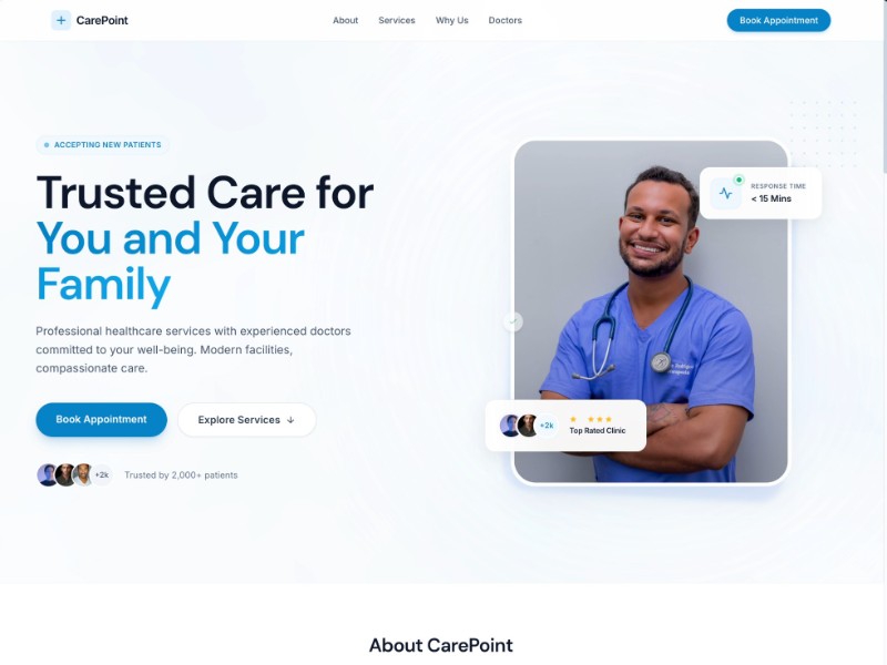 Preview for Healthcare Clinic Landing Page Template