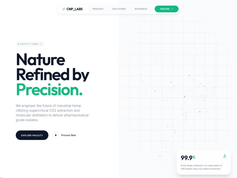 Preview for Canapa Labs Hemp Manufacturing Landing Page Template