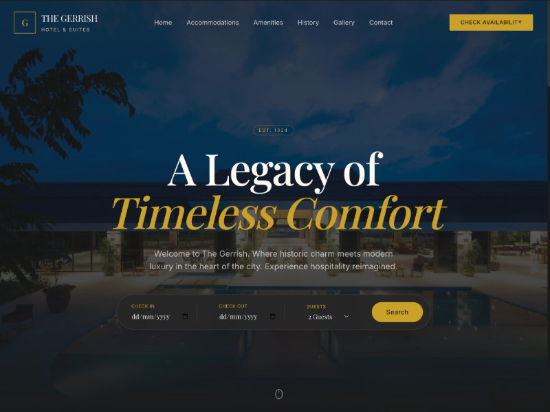Preview for Historic Boutique Hotel Landing Page Template