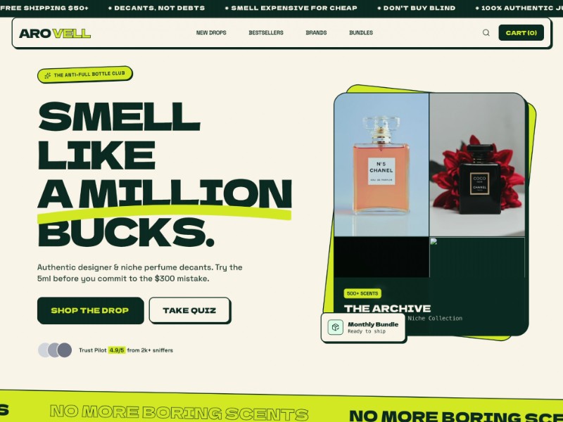 Preview for Arovell Scent Shop E-commerce Landing Page Template