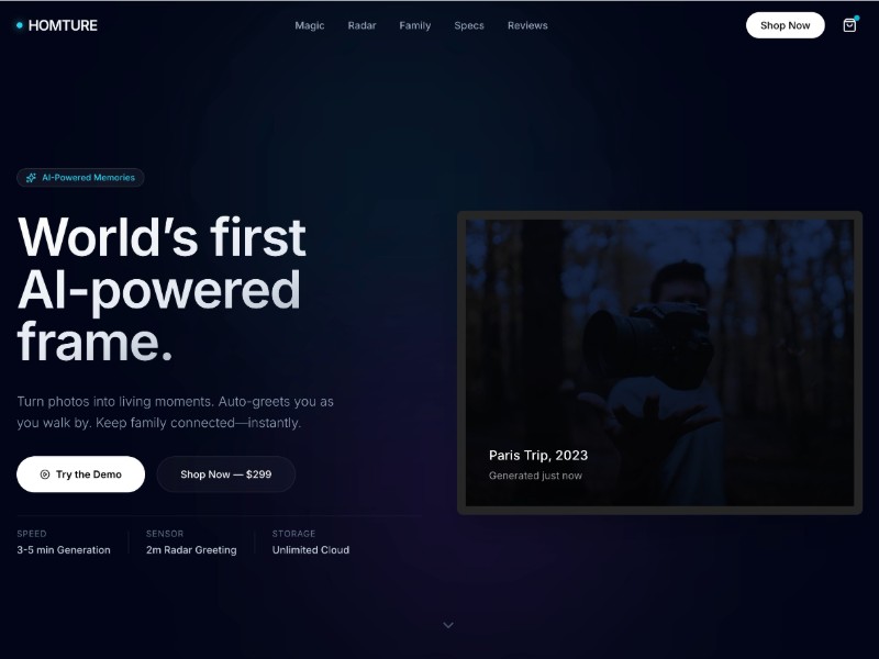 Preview for AI Digital Photo Frame Landing Page Template