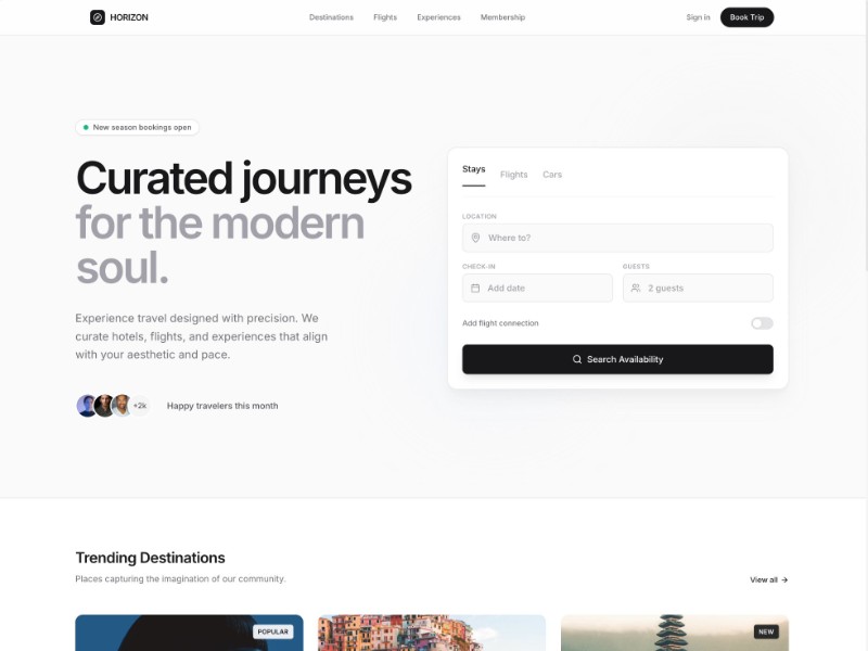 Preview for Horizon Travel Landing Page Template
