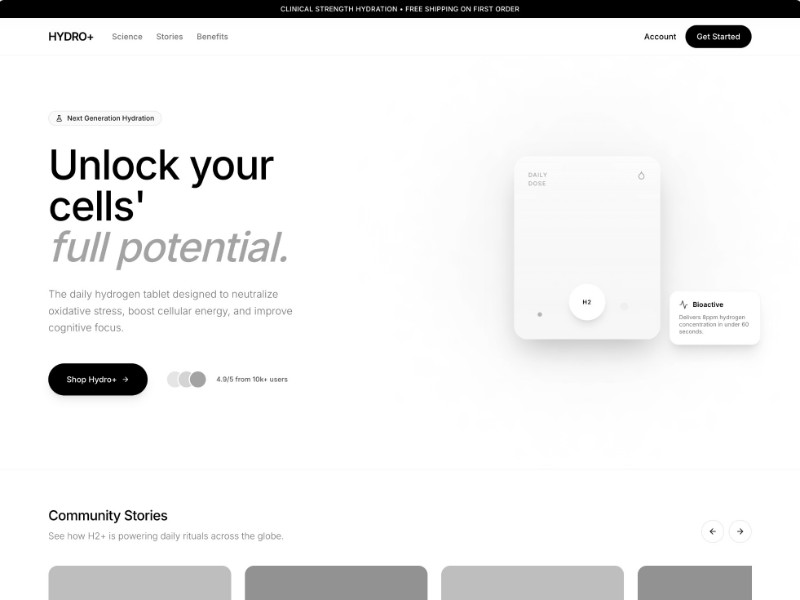 Preview for Hydrogen Supplement Landing Page Template