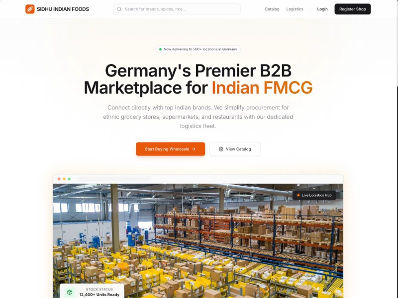 Preview for Indian FMCG B2B Landing Page Template