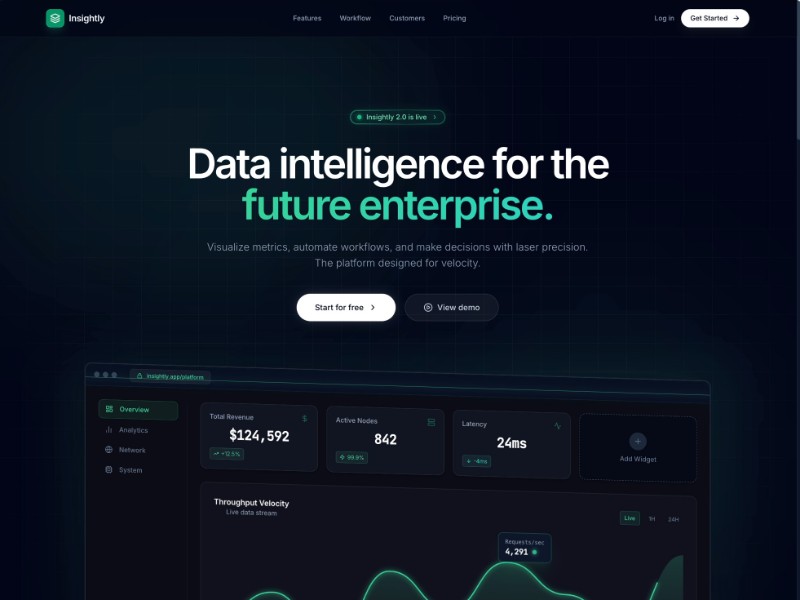 Preview for Insightly Data Intelligence Landing Page Template
