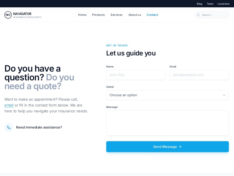Preview for Insurance Consultant Contact Landing Page Template