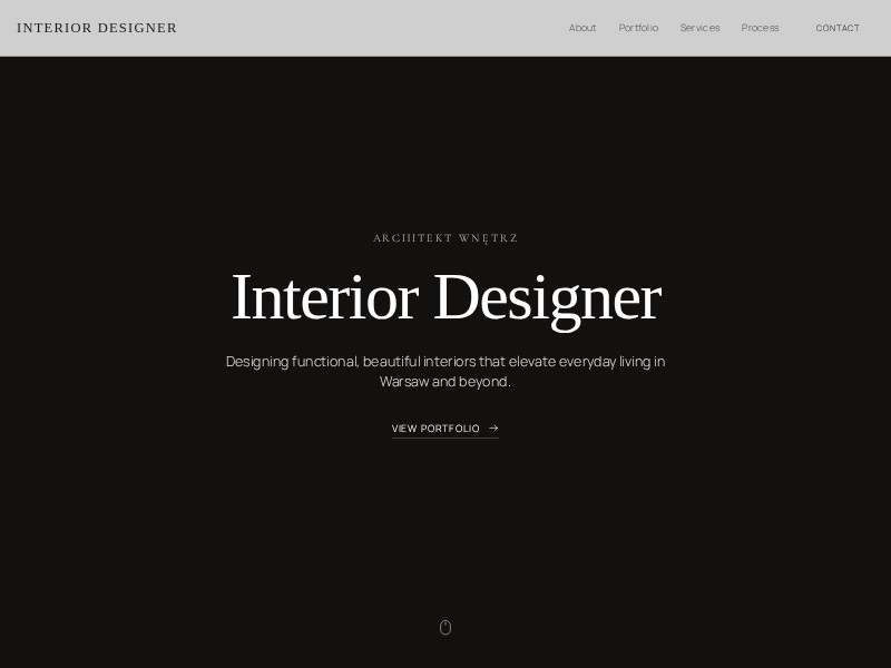 Preview for Interior Architect Portfolio Landing Page Template