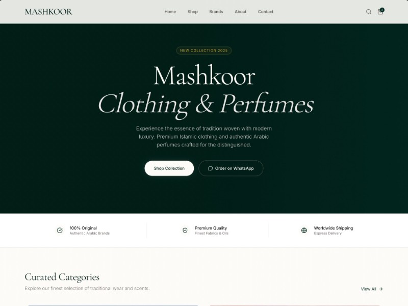 Preview for Islamic Clothing & Perfume E-commerce Landing Page Template