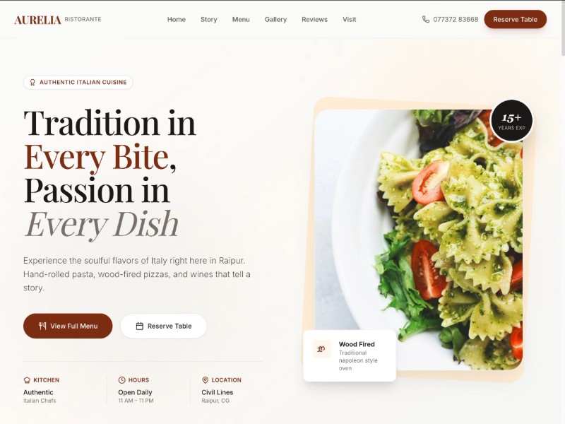 Preview for Italian Restaurant Landing Page Template