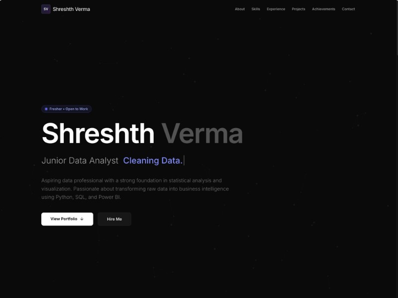 Preview for Junior Data Analyst Portfolio Template