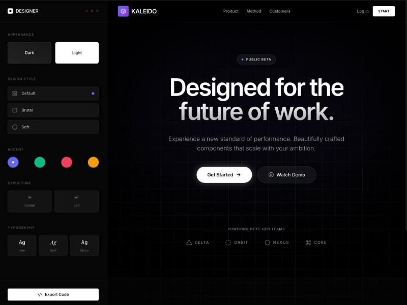 Preview for Kaleido SaaS Landing Page Template
