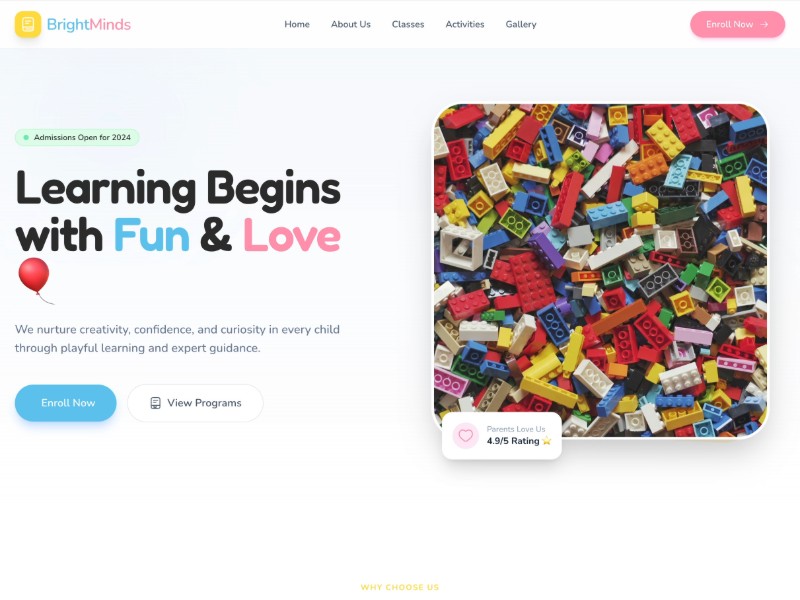 Preview for Kids School Landing Page Template