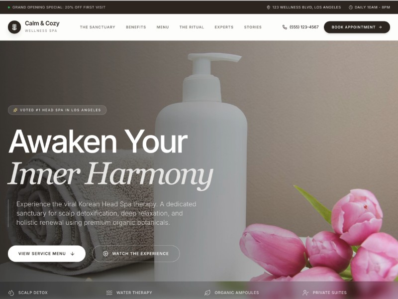 Preview for Korean Head Spa Landing Page Template