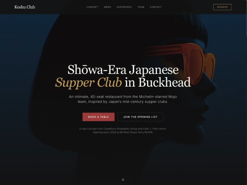 Preview for Koshu Supper Club Landing Page Template