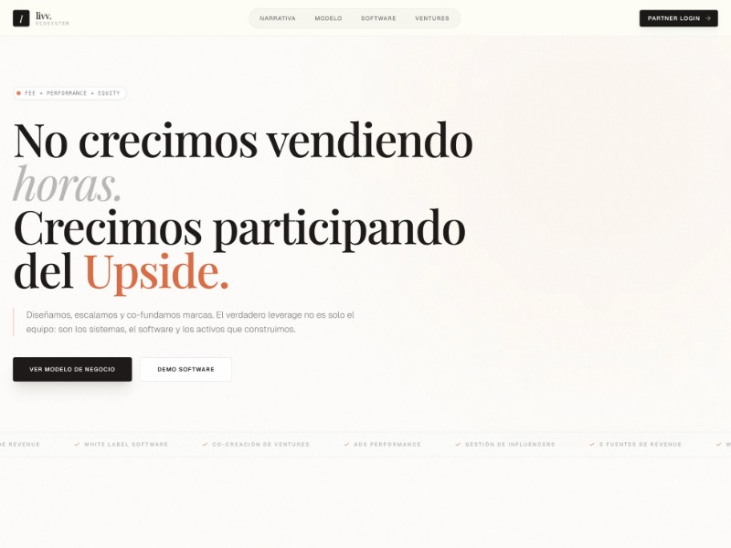 Preview for Livv Ecosystem Venture Studio Landing Page Template