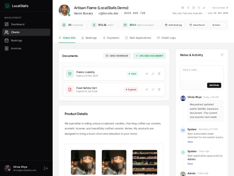 Preview for LocalStalls Invoices & Payments Dashboard Template