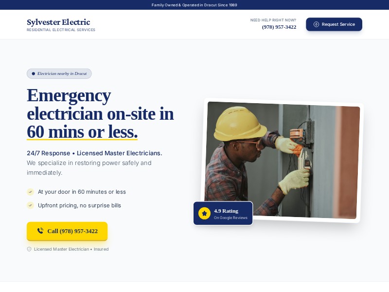 Preview for Emergency Electrician Service Landing Page Template