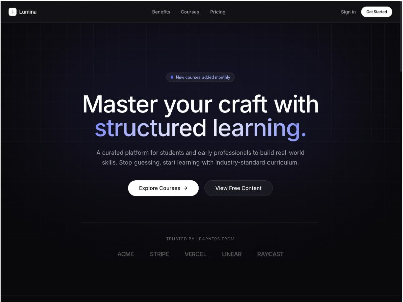 Preview for Lumina Learning Platform Landing Page Template